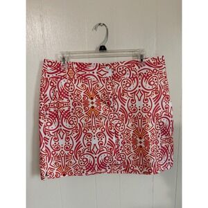 Adidas Womens Size 10 ClimaCool Golf Skirt White Pink Orange Print